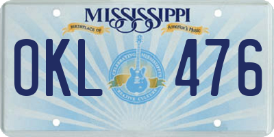 MS license plate OKL476