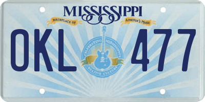 MS license plate OKL477