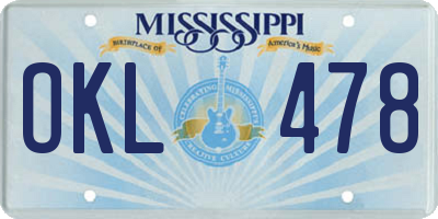 MS license plate OKL478