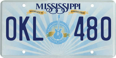 MS license plate OKL480