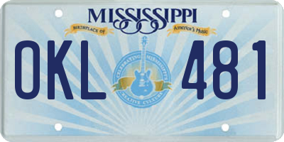 MS license plate OKL481