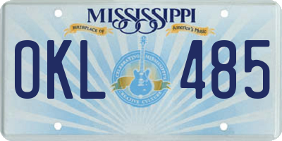 MS license plate OKL485