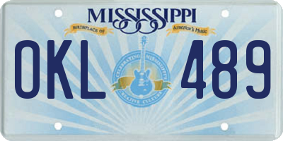 MS license plate OKL489
