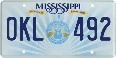 MS license plate OKL492