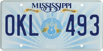 MS license plate OKL493