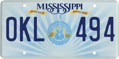 MS license plate OKL494