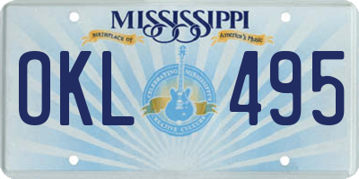 MS license plate OKL495