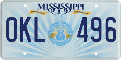 MS license plate OKL496