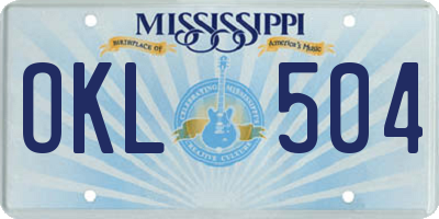 MS license plate OKL504