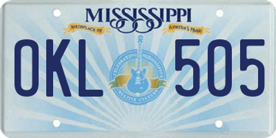 MS license plate OKL505