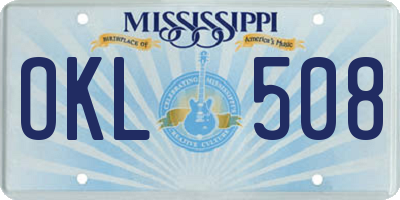 MS license plate OKL508