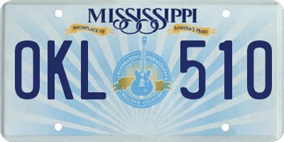 MS license plate OKL510