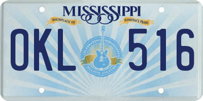 MS license plate OKL516