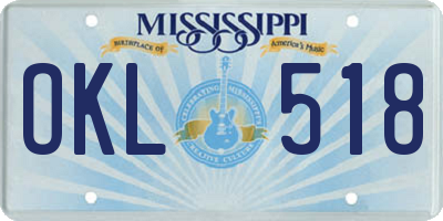MS license plate OKL518
