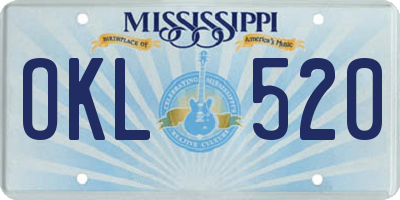 MS license plate OKL520