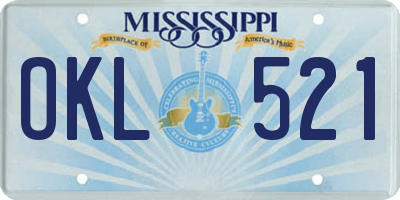 MS license plate OKL521