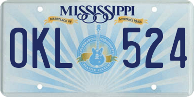 MS license plate OKL524