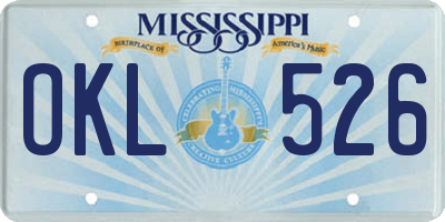 MS license plate OKL526