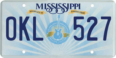 MS license plate OKL527