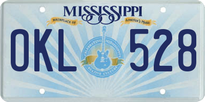 MS license plate OKL528
