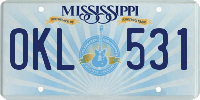 MS license plate OKL531
