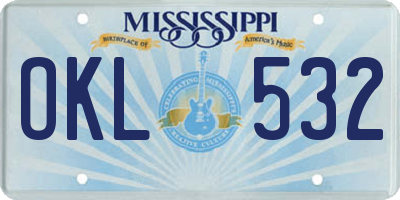 MS license plate OKL532