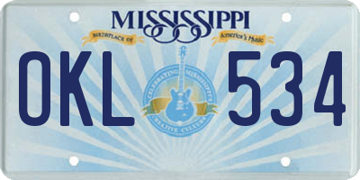 MS license plate OKL534