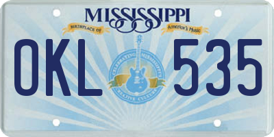 MS license plate OKL535