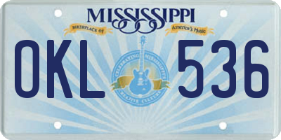MS license plate OKL536