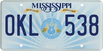 MS license plate OKL538