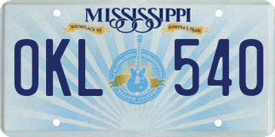MS license plate OKL540