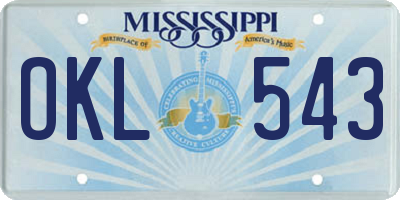 MS license plate OKL543