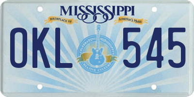 MS license plate OKL545