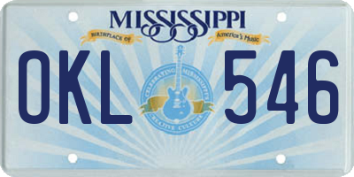 MS license plate OKL546