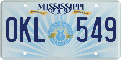 MS license plate OKL549
