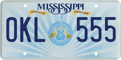 MS license plate OKL555