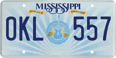 MS license plate OKL557