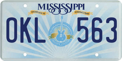 MS license plate OKL563