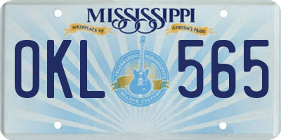 MS license plate OKL565