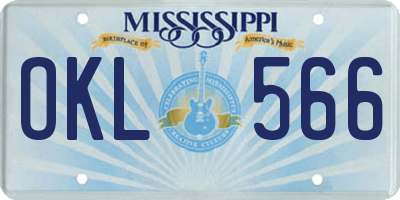 MS license plate OKL566