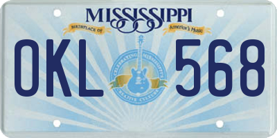 MS license plate OKL568