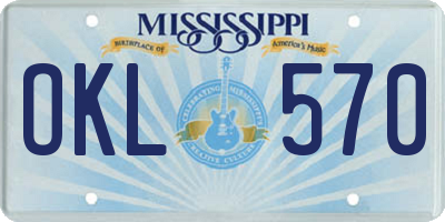 MS license plate OKL570
