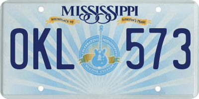 MS license plate OKL573