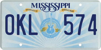 MS license plate OKL574