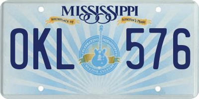MS license plate OKL576