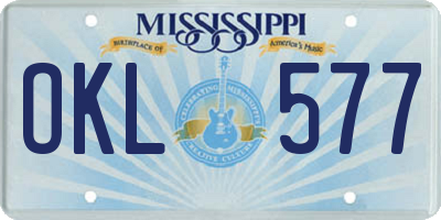 MS license plate OKL577