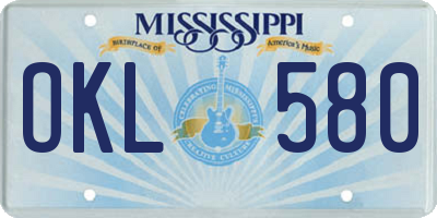 MS license plate OKL580