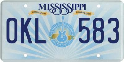 MS license plate OKL583