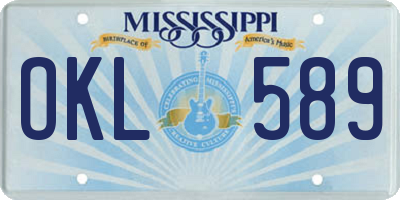 MS license plate OKL589