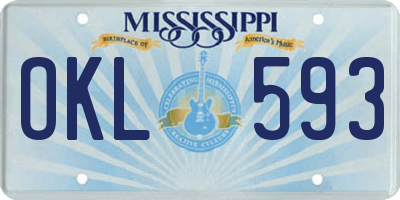 MS license plate OKL593